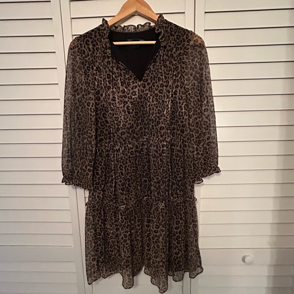 Just...Taylor Brown and Black Leopard Midi Dress